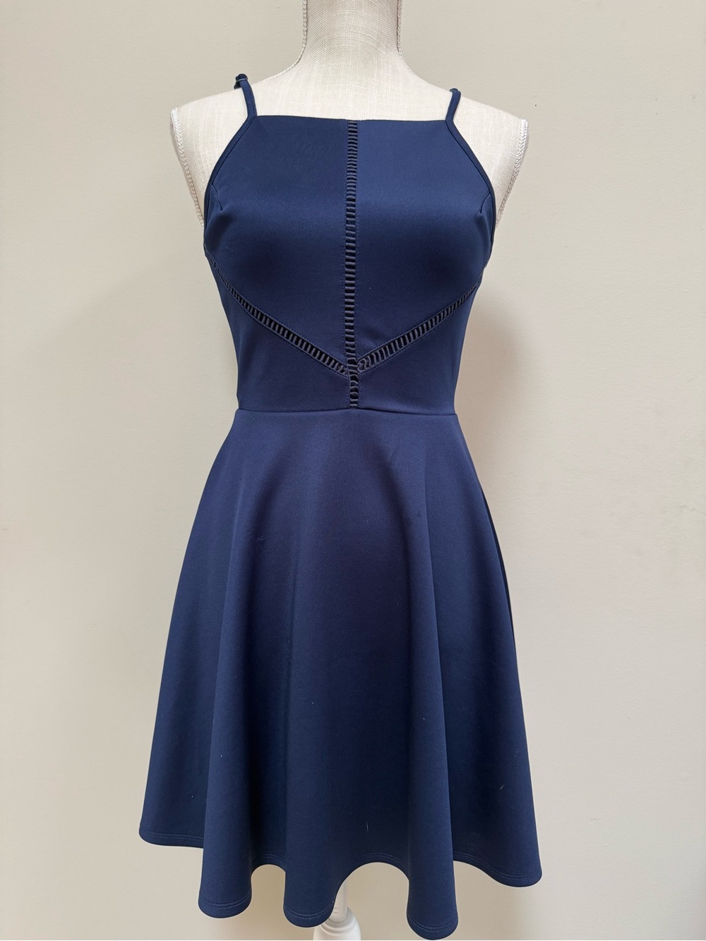 Altard State Navy Spaghetti-Strap Fit & Flare Mini Dress